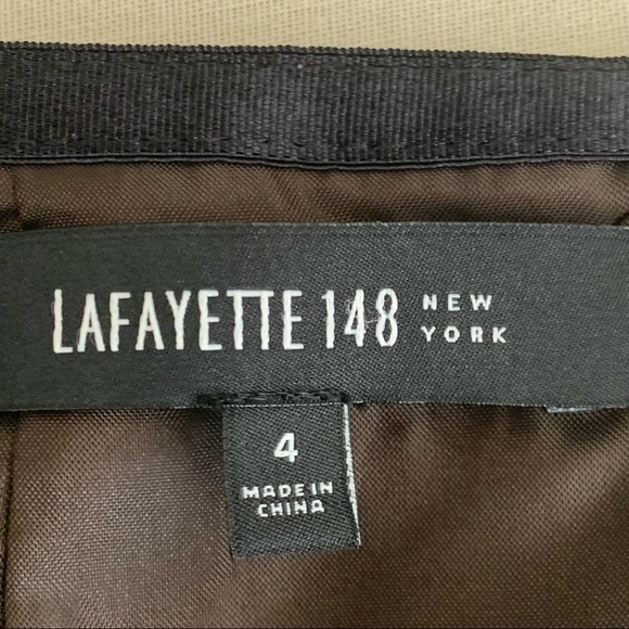 LAFAYETTE 148 NEW YORK Wool Blend Pencil Skirt Black Gold Metallic Shimmer - Picture 3 of 16